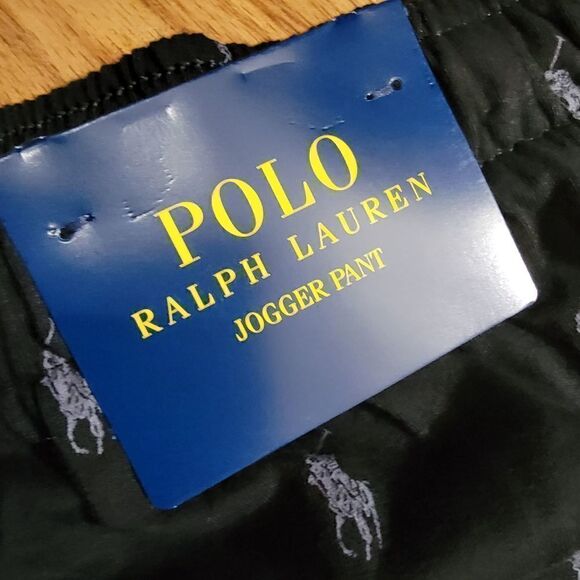 Polo Ralph Lauren All Over Print Pony Logo Joggers Pants Black Grey Men'… - Picture 8 of 8